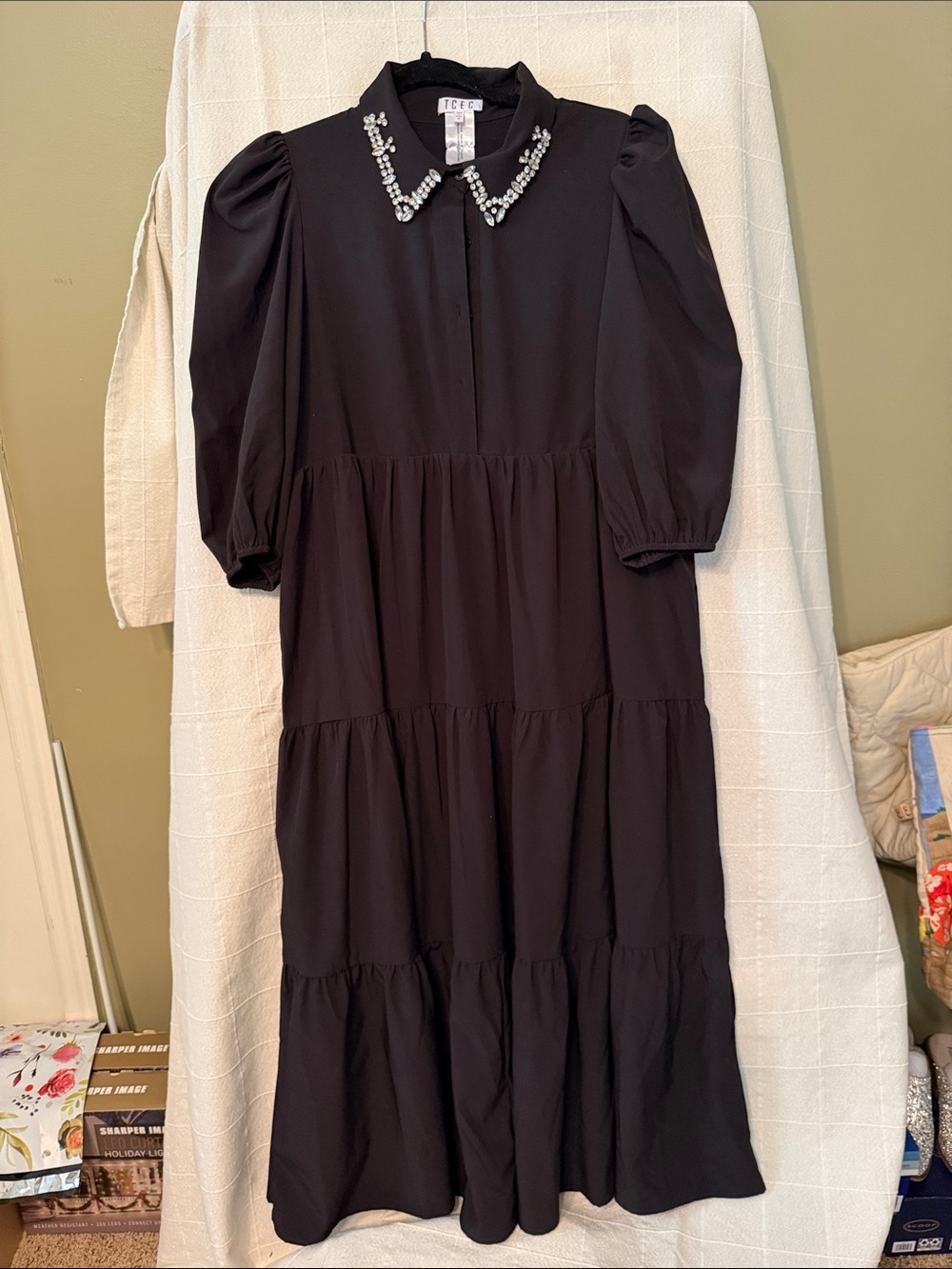 TCEC Black Dress with Jeweled Collar